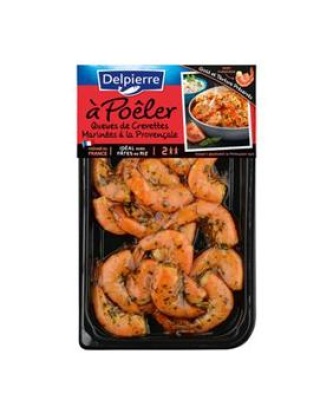Queues crevettes marinées à la provencale, élevé en Amérique Sud/Centre, transformé en France, ...