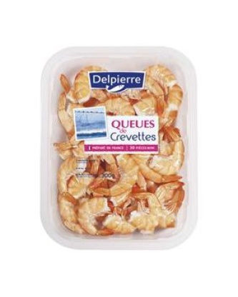 Queues de crevettes cuites, elevées en Amérique Sud/Centrale, barquette de 300g