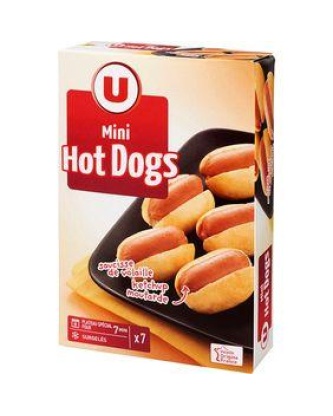 Mini hot dogs U, 7 pièces, 110g