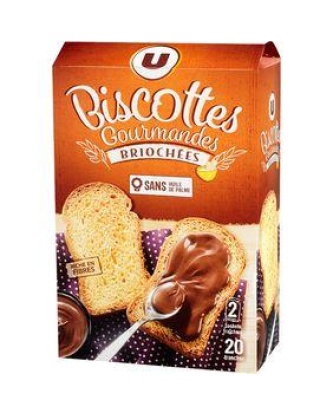 Biscottes gourmandes briochées U boîte 20 tranches 260g