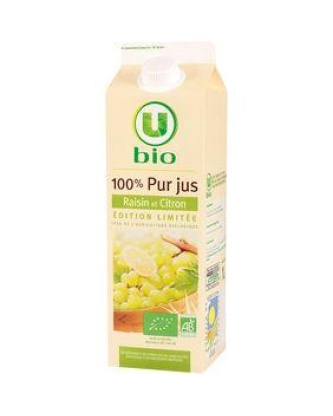 Pur jus réfrigéré de raisin et citron Bio, U, 1 litre