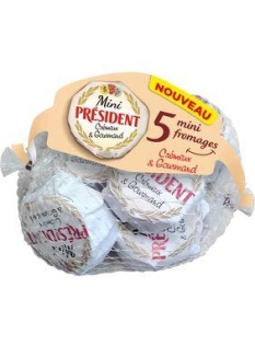 Mini, PRESIDENT, lait de vache pasteurisé, 29% de MG, filet, 5 portions de 150g