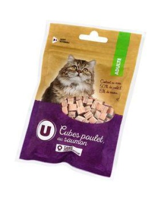 Cubes poulet au saumon chat, U, 80g