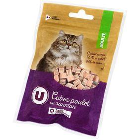 Cubes poulet au saumon chat, U, 80g