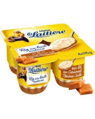 Riz au lait nature sur lit de caramel LA LAITIERE 4x115g