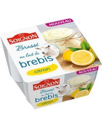 Yaourt brassé lait entier de brebis sucré, au citron SOIGNON 4x110g