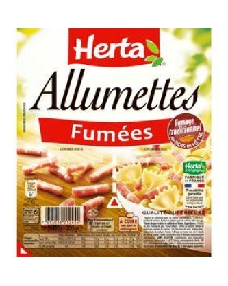 Allumettes de lardons fumées HERTA, barquette sécable de 2x100g, soit2 00g