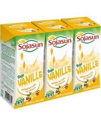 Boisson de soja riche en calcium UHT vanille SOJASUN, 3x20cl