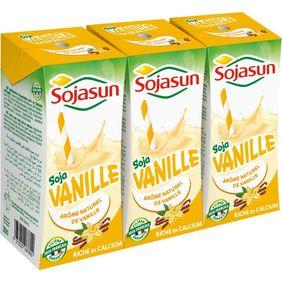 Boisson de soja riche en calcium UHT vanille SOJASUN, 3x20cl