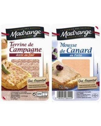 Duo campagne/mousse canard au porto QUE L'ESSENTIEL MADRANGE 2x50g