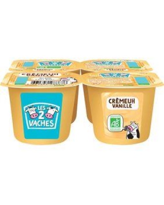Crème dessert bio à la vanille LES 2 VACHES 4x95g