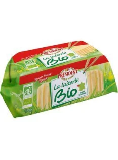 Beurre doux moulé 82%mg biologique PRESIDENT 250g