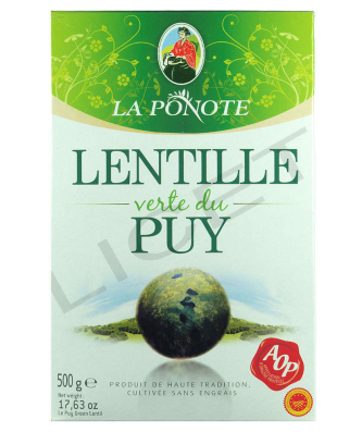 Lentilles Vertes du Puy AOP Lentilles vertes du Puy boite 500 g France - La Ponote