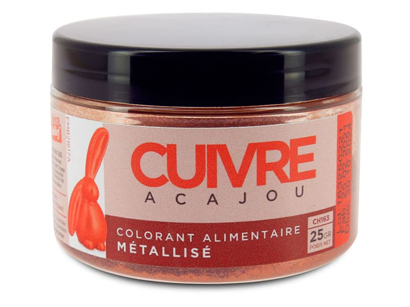 Colorant alimentaire métallisé cuivre acajou