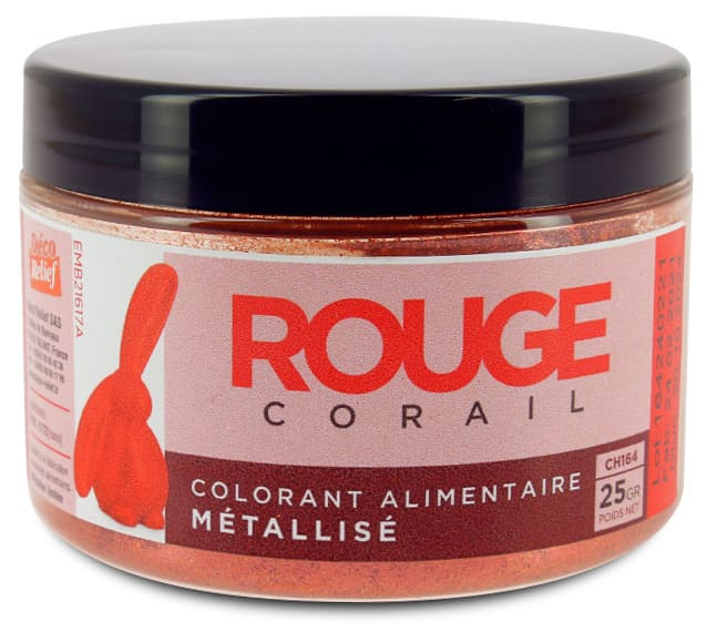 Colorant alimentaire métallisé rouge corail