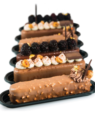 Coupelles ovales en plastique noire