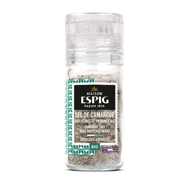 Sel de camargue aux herbes de provences Bio 90 g. Maison Espig