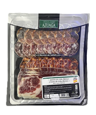 Assortiment de chorizo, lomo, saucisson et jambon ibérique 140 gr.