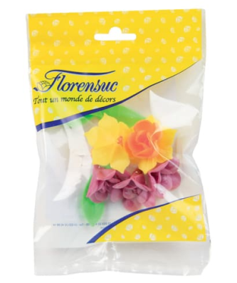 Jonquilles et violettes avec feuilles (x 5)