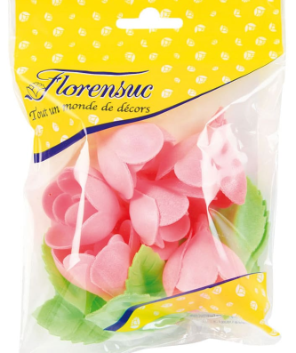 Petites roses avec feuilles (x 6)