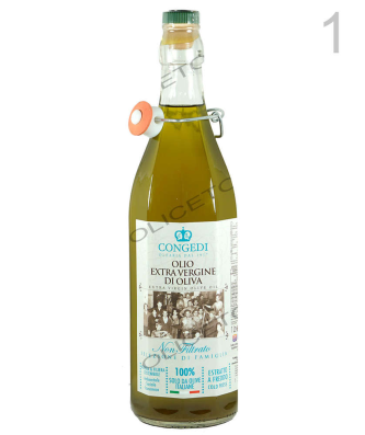 Bouteille d'huile d'olive italienne Mosto 1 litre en verre transparent - Congedi