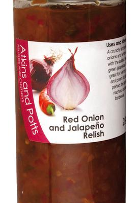 Atkins & Potts Relish à l'oignon rouge et au jalapeno sans gluten, végétalien 280 g