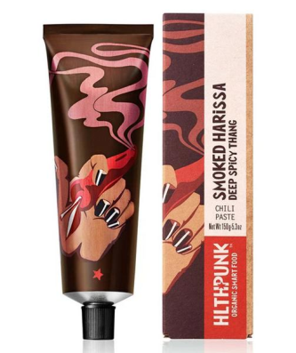 HLTHPUNK Pâte de Piment Harissa Fumée Bio Bio sans oeuf, sans sucre ajouté, Vegan, 150g