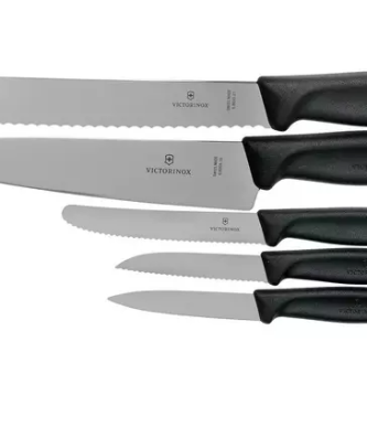 Victorinox SwissClassic 6.7133.5G Set de 5 couteaux de cuisine, noir