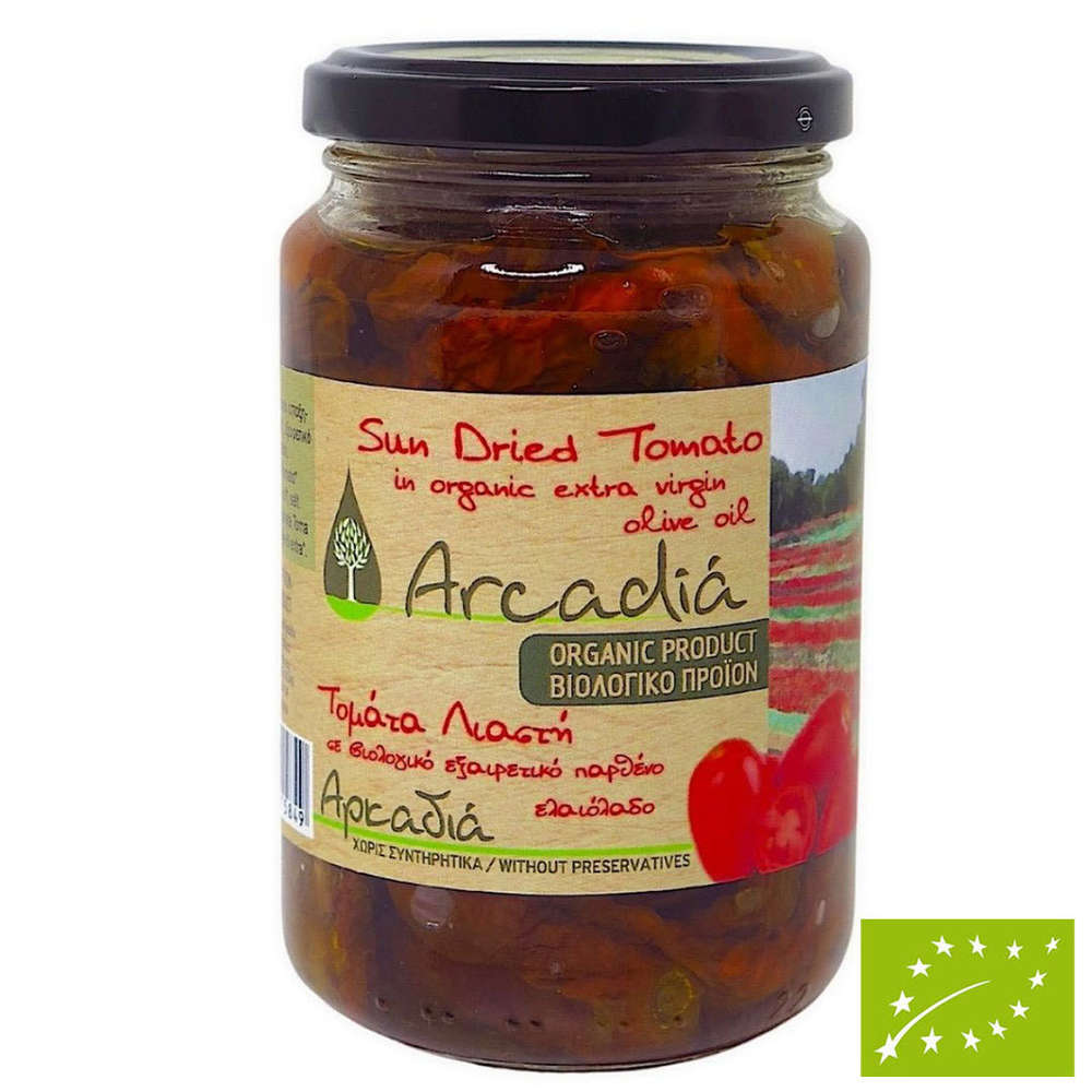 Tomates séchées bio à l'huile d'olive bio Arcadia en pot de 330 g - Eliamed