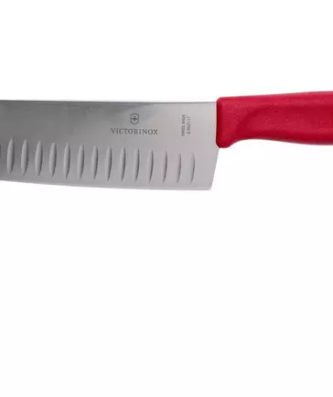 Victorinox SwissClassic 6.8521.17G Santoku avec alvéoles 17 cm, rouge