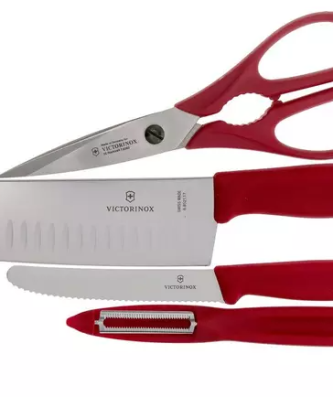 Victorinox SwissClassic 6.7131.4G Set de 4 couteaux de cuisine, rouge