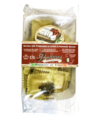 Raviolis chèvre et tomates séchées 250 g.