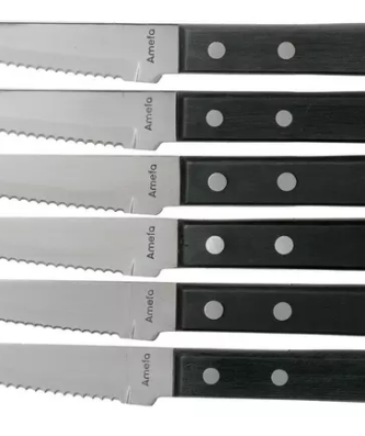 Amefa Pizza 7000 six couteaux à steak, noir