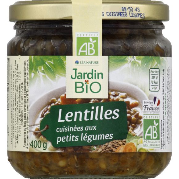 Lentilles vertes cuisinées