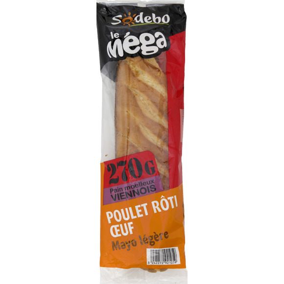 Sandwich le méga poulet tomat salade