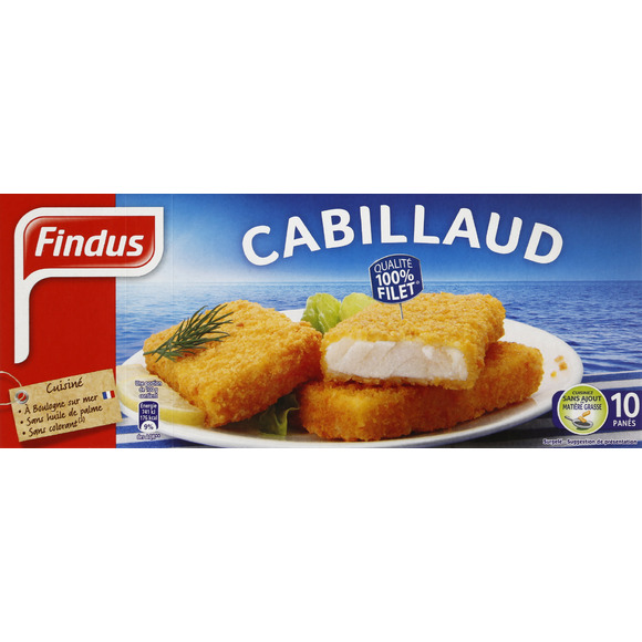 Panés de cabillaud 100% filet, surgelés