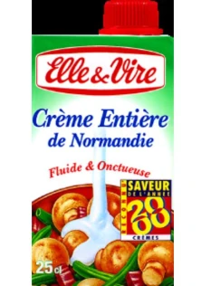 Crème fraîche fluide et entière, stérilisée UHT