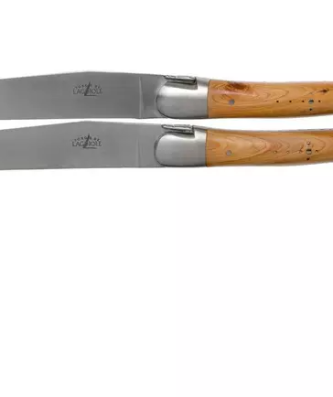 Forge de Laguiole, T22MMINGE, set de 2 couteaux à steak mat, Genévrier