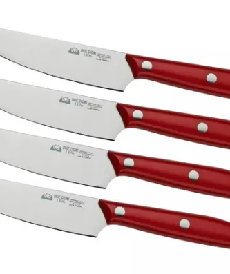 Due Cigni 1896 America 2C1019RSET4, ensemble de 4 couteaux à steak, rouge