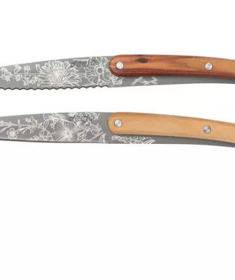 Deejo Blossom CFB000102 padouk et bois d'olivier, ensemble de 2 couteaux