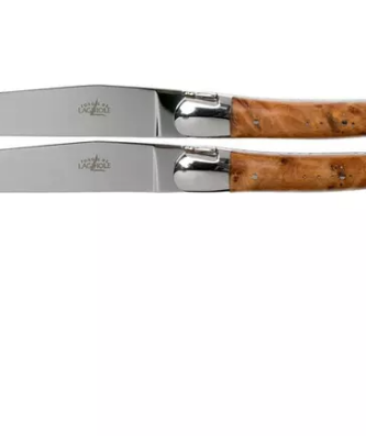 Forge de Laguiole, LAT22MINTHBRI, set de 2 couteaux à steak poli, bois de Thuya