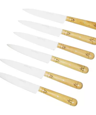 Ensemble de 6 couteaux de cuisine Nontron Traditionnel, T6OF12RBU Ensemble de 6 couteaux