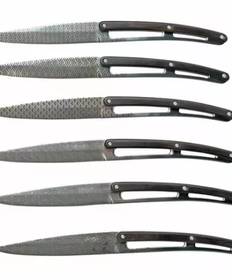 Deejo Geometrie 6AB000102 bois d'ébène, ensemble de 6 couteaux à steak