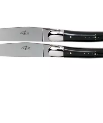 Forge de Laguiole T22MINBF corne polie set de 2 couteaux à steak