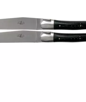 Forge de Laguiole, LAT22MINEB, set de 2 couteaux à steak mat, bois d'ébène