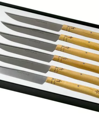 Nontron Ensemble de couteaux à steak Traditionnel 6 pièces bois de buis, T6OFRYBU