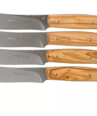 Viper Costata ensemble de couteaux à steak en bois d'olivier 4 pièces, VT7502-04UL