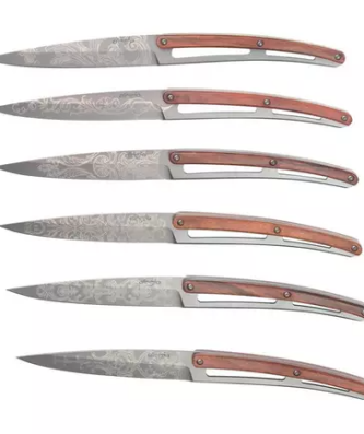 Deejo Grand Siècle 6FB000106 padouk, ensemble de 6 couteaux à steak