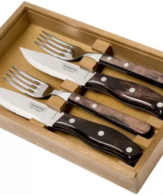 Tramontina Churrasco Premium Rio Grande couverts à steak marron 4 pièces