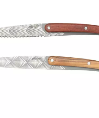 Deejo Art Déco CFB000101 padouk et bois d'olivier, ensemble de 2 couteaux